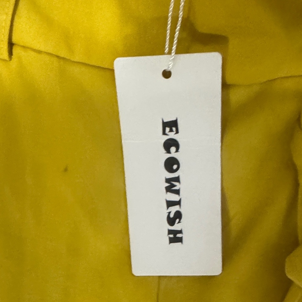Elegant Yellow High-Waist Pants - Picture 2 of 3